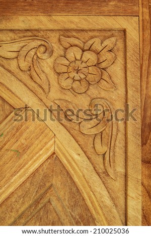 Patterns carved wooden doors, hand crafted skill.