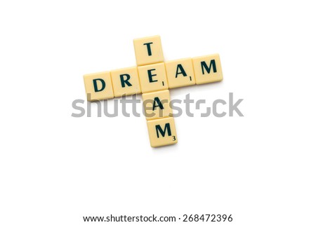 team dream crossword letters on the white background