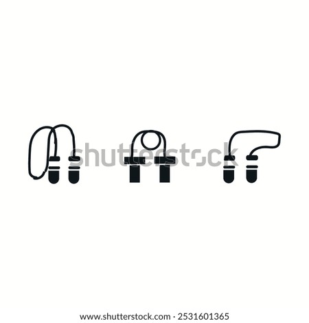 Vector icons pack of 3 filled skipping-rope icons.Vector