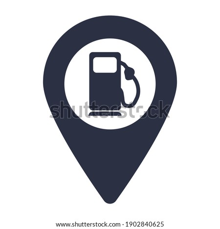 Map pointer with gas station icon. Vector illustration
