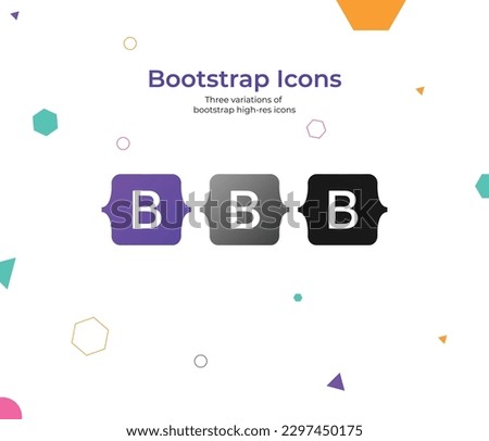 Set of 3 bootstrap coding icons for use in templates and websites. isolated vector art