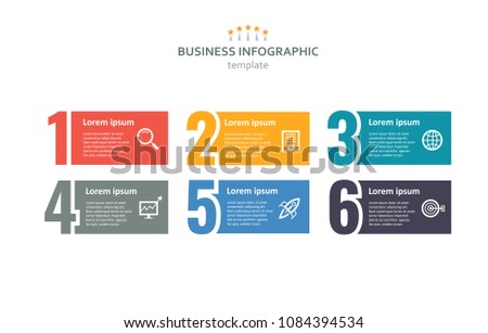 Business infographic design template with number 6 options. Vector illustration. 