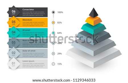 Isometric Infographic design with 6 options leves or steps. Infographics for business concept. Can be used for presentations banner, workflow layout, process diagram, flow chart, info graph