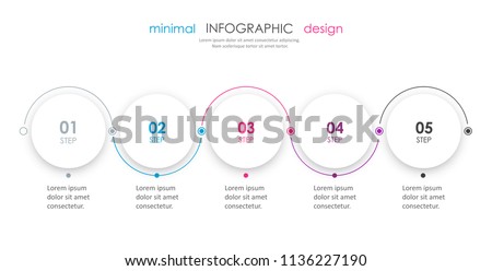 Minimal Infographic design with 5 options or steps. Infographics for business concept. Can be used for presentations banner, workflow layout, process diagram, flow chart, info graph