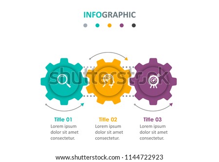 Business mechanism Infographic design template with icons and 3 options or steps.  Can be used for process diagram, presentations, workflow layout, banner, flow chart, info graph.