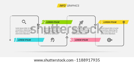Thin line minimal Infographic design template with icons and 4 options or steps.  Can be used for process diagram, presentations, workflow layout, banner, flow chart, info graph.