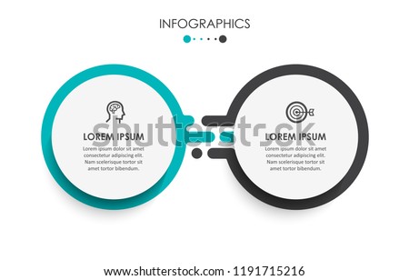 Vector Infographic label design template with icons and 2 options or steps.  Can be used for process diagram, presentations, workflow layout, banner, flow chart, info graph.