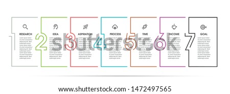 Business Infographic template. Thin line design with numbers 7 options or steps.