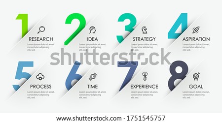 Vector Infographic arrow design with 8 options or steps. Infographics for business concept. Can be used for presentations banner, workflow layout, process diagram, flow chart, info graph