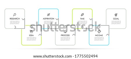 Business Infographic template. Thin line design with icons and 7 options or steps.