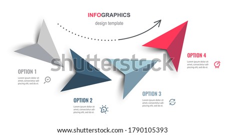Vector Infographic design with arrows and 4 options or steps. Infographics for business concept. Can be used for presentations banner, workflow layout, process diagram, flow chart, info graph Imagine de stoc © 