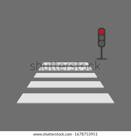 Crosswalk and traffic light with red light