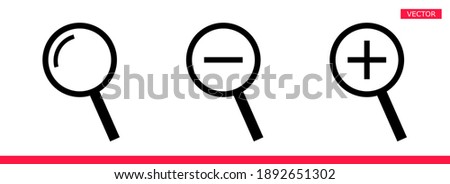Magnifier icon sign cursor vector illustration set flat style design isolated on white background. Searching or zooming tool symbol magnifying glass icon.