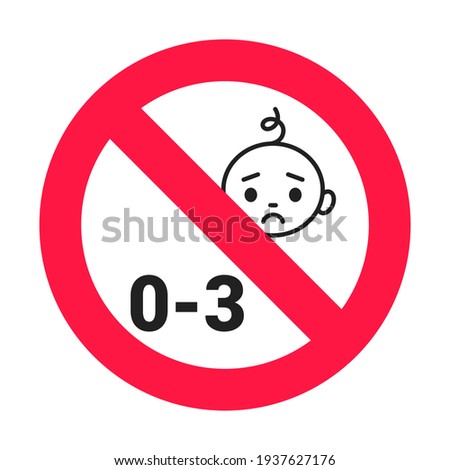 Choking hazard forbidden sign sticker not suitable for children under 3 years isolated on white background Foto stock © 