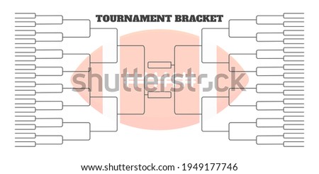 64 american football team tournament bracket championship template flat style design vector illustration isolated on white background. Championship bracket schedule american football game spreadsheet.