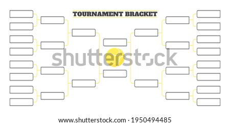 16 team tournament bracket championship template flat style design vector illustration isolated on white background. Championship bracket schedule for tennis game.