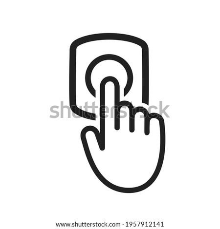 Door bell icon flat style design outline sign vector illustration isolated on white background. Pushing ring doorbell button symbol minimal design.