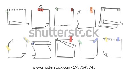 Doodle memo, hand drawn notepaper, art school sketch papers vector stock.  Paper sheet drawing, illustration office note paper Stock Vector Image & Art  - Alamy