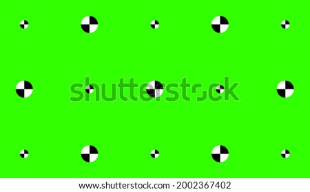 Green colored chroma key background screen flat style design vector illustration. Chroma key VFX screen with tracking marks on it abstract background concept for video footage.