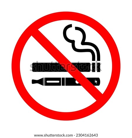 No smoking no vaping sign. Forbidden sign icon isolated on white background vector illustration. Cigarette, vape and smoke and in prohibition circle.