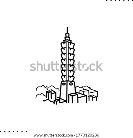 Taipei, skyscraper vector icon in outline 