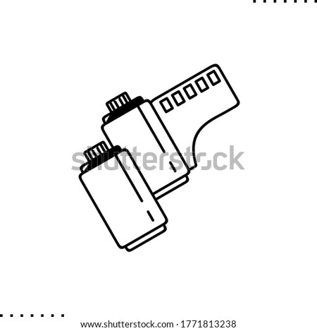 Two pieces of 35mm negative film strip, retro photography  vector icon in outlines