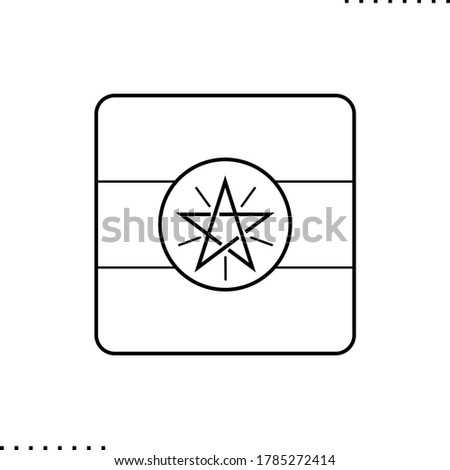 Ethiopia square flag vector icon in outlines 