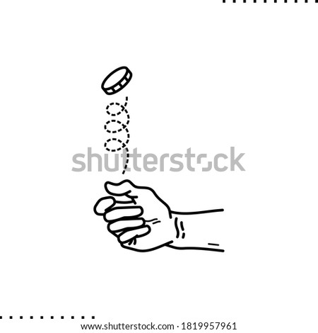 toss a coin vector icon in outline