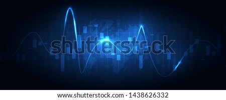 Stock market graph or forex trading chart for business and financial concepts, reports and investment on blue background . Vector illustration