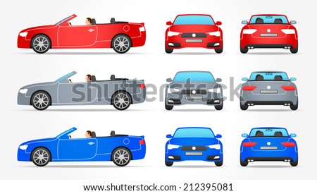 Vector Car - Cabriolet - Side - Front - Back