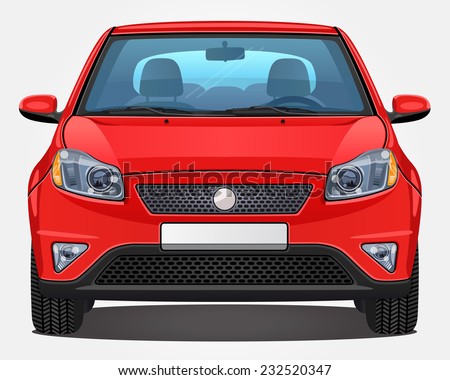 Vector red Car - Front view | Visible interior version