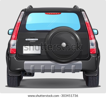 Suv Black Car - Back view 