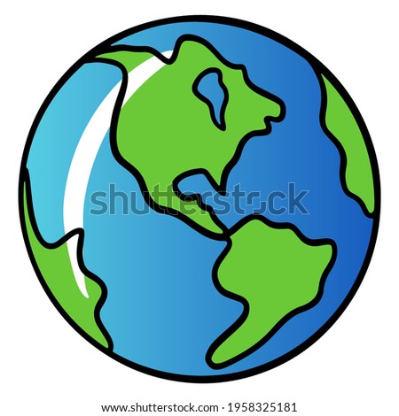 Planet. Illustration of the planet earth. Planet with t-shirts and ode. Cartoon style.