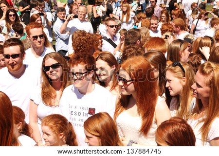 MONTREAL - MAY 04: Picture of redhead people at the fIrst-ever gathering of read heads people in Montreal on 04 May 2013, Montreal, Quebec, Canada
