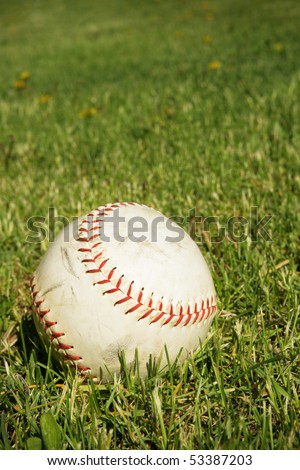 Baseball ball in grass