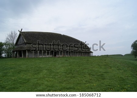 Prehistoric Longhouse From The Viking Age In Denmark, Reconstruction ...