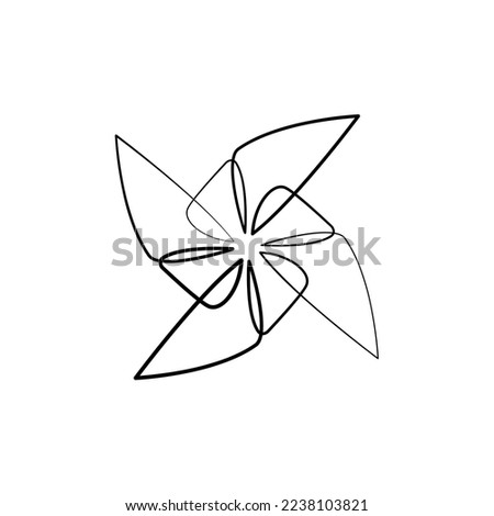 Minimalist one line paper windmill logo design. Modern line art, vector, graphic, icon, illustration