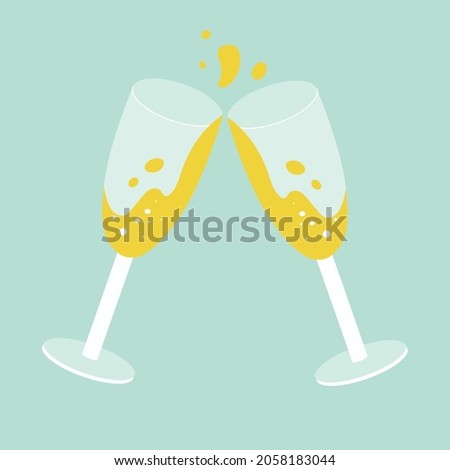 Two glasses of yellow champagne 