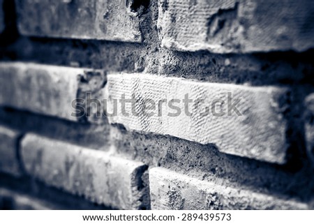 Texture of cement brick with dirty wall in construction house