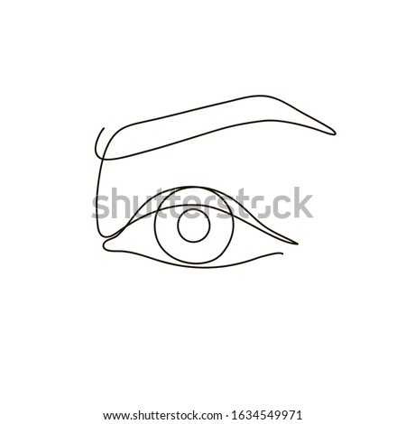 Continuous line drawing. Beautiful Woman s eye. Black and white isolated outline vector illustration. Concept for logo