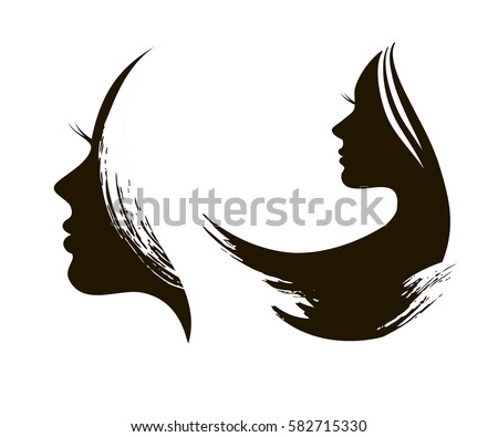 Beautiful female face silhouette in profile.