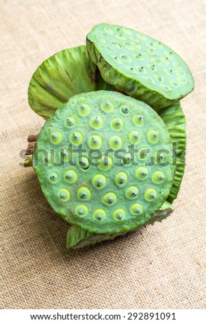 Lotus seed on a sackcloth