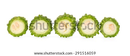 slice of balsam pear bitter melon isolated on white background