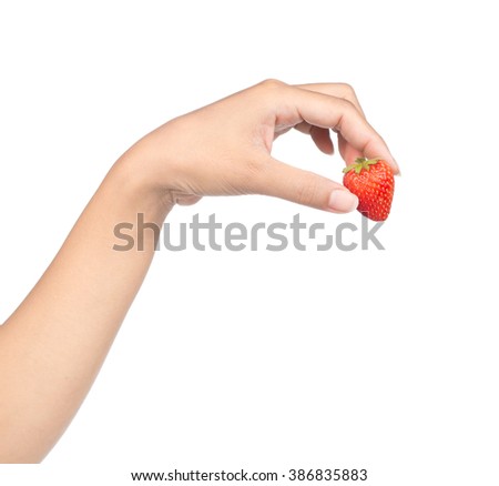 Similar – Image, Stock Photo Hand holding strawberry