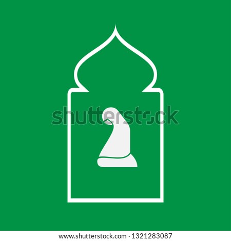 Prayer Icon. Muslim Worship Symbol. Applied for Info Graphics, Design Elements, Websites, Presentations, and Application - Vector Logo Template. 