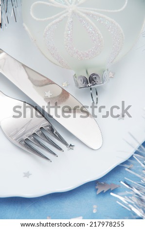 Christmas And New Year Holiday Table Setting-Holiday decoration