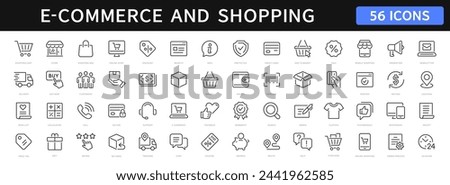 E-Commerce and Shopping thin line icons set. E-Commerce, Shop, Online Shopping Editable Stroke icons collection. Shopping symbols. Vector illustration