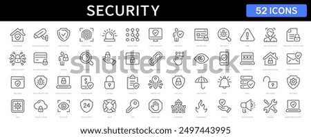 Security and Protection thin line icons set. Security editable stroke icons. Protection symbols collection. Vector