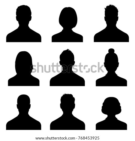Male and female head silhouettes avatar, profile icons. Stock vector