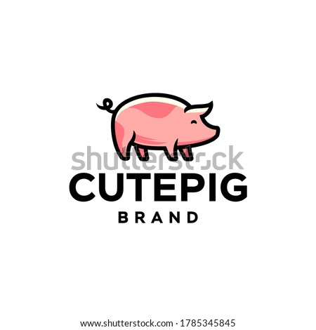 pig piglet Logo mascot and icon or cartoon template vector stock illustration